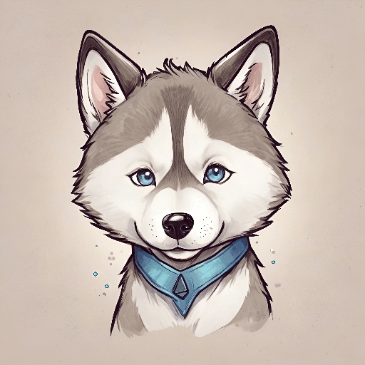 husky dog with blue eyes and a blue collar
