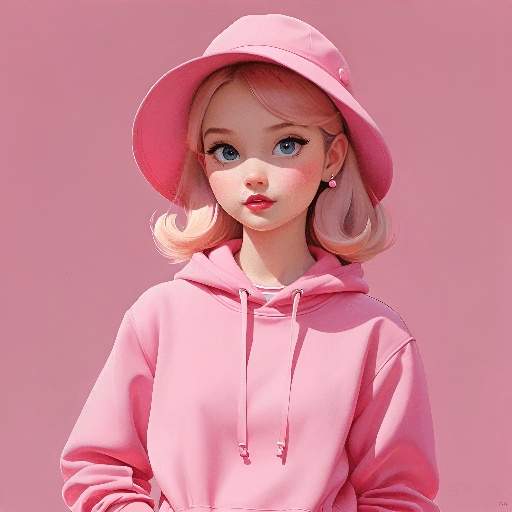 a doll with a pink hat and pink dress