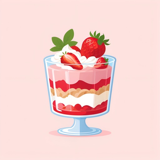 a dessert with strawberries and whipped cream in a glass