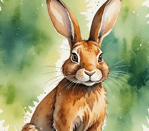 a painting of a rabbit sitting on a rock