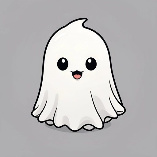 cartoon illustration of a ghost with a smile on its face